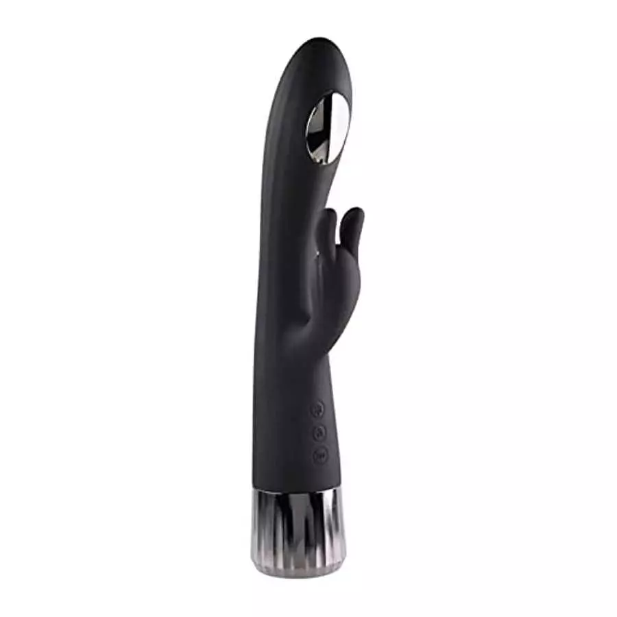 Evolved Love is Back - Heat Up & Chill - Rechargeable Silicone Heating and Cooling G-Spot Dual Stimulator Vibrator - Black