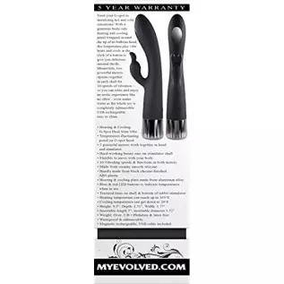 Evolved Love is Back - Heat Up & Chill - Rechargeable Silicone Heating and Cooling G-Spot Dual Stimulator Vibrator - Black