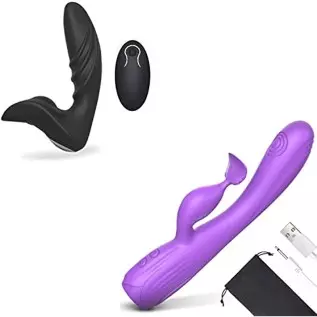 G Spot Vibrator & Anal Vibrator Plug with Remote Control 12 Speeds,Clitoris Stimulator for Women Sex Toy,Stimulation G Point/Cli