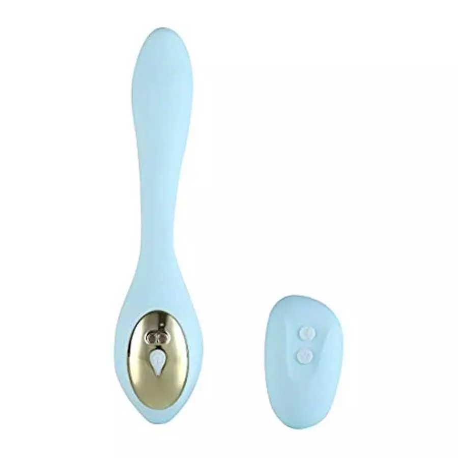 Maia Toys Harmonie 15-Function USB Rechargeable Wireless Remote Control Bendable Couples Vibrator – Teal Blue