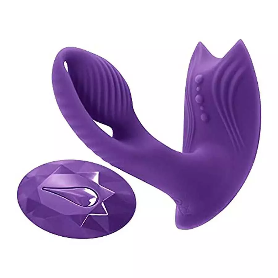 Inya Bump-N-Grind Silicone Rechargeable Warming Vibrator with Remote Control - Purple
