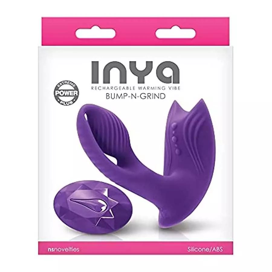 Inya Bump-N-Grind Silicone Rechargeable Warming Vibrator with Remote Control - Purple