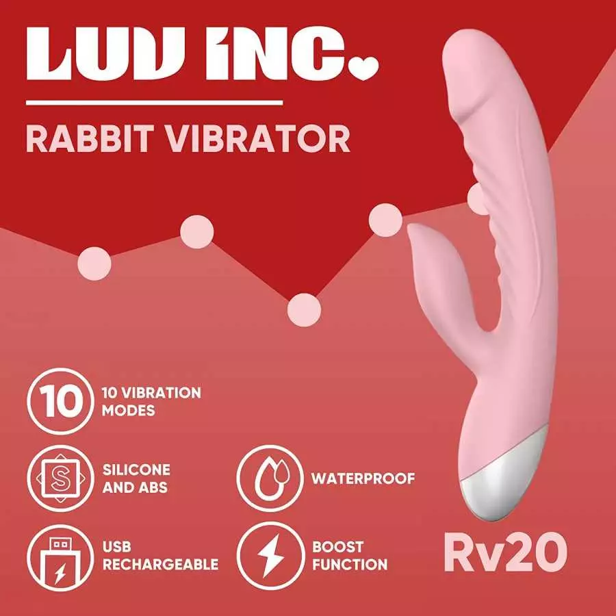 Luv Inc G-Spot Rabbit Vibrator Clitoris Stimulator - Silicone Vaginal Anal Dildo Massager for Women Masturbation, Powerful Water