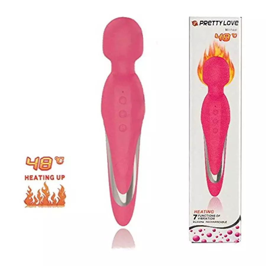Pretty Love Michael Heating Body Wand - 7 Functions of Vibration - Heatable up to 48 C / 118.4 F Sex Toy, Pink