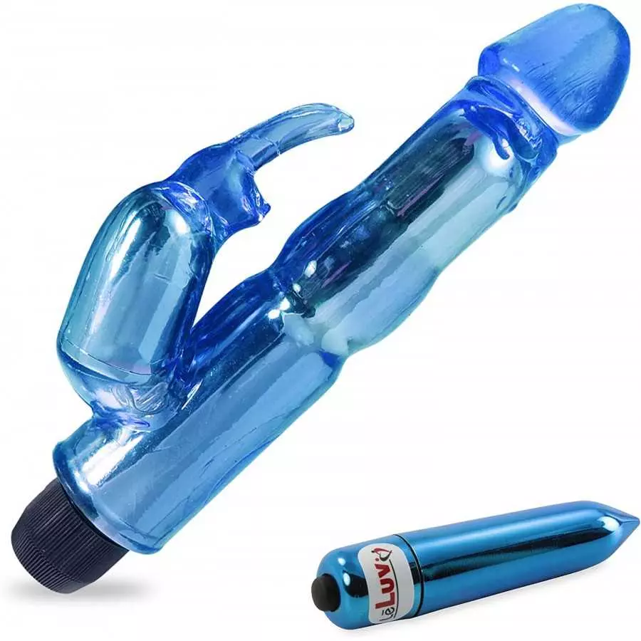LeLuv Rabbit Vibrator Waterproof Bath Time Bunny Bundle with Pointed Chrome Mini Bullet Massager Blue LeLuv Rabbit Vibrator Waterproof Bath Time Bunny Bundle with Pointed Chrome Mini Bullet Massager Blue