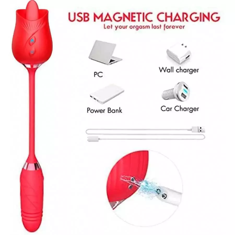 The Rose Sex Toy Vibrator for Women,3 in 1 Clitoris Vibrators Stimulator for Couples and Lovers Pleasure,Magnetic Rechargeable P