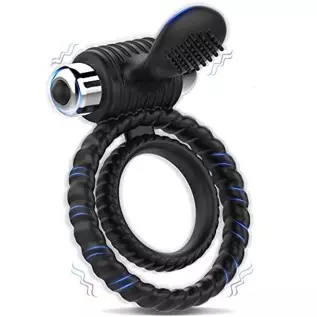 Vibrating Cock Ring, Penis Ring Vibrator with 10 Vibration& USB Rechargeable with Bullet Vibrator, Silicone Adult Sex Toy for Me