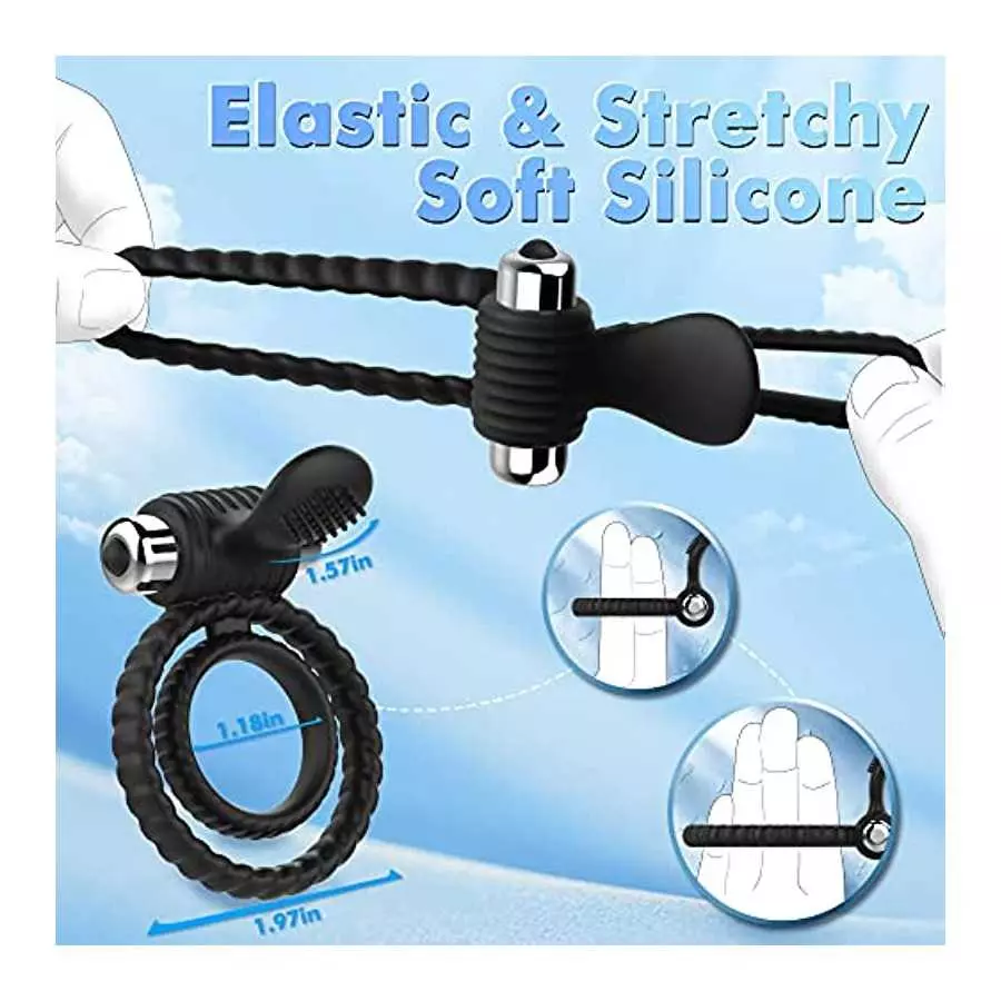 Vibrating Cock Ring, Penis Ring Vibrator with 10 Vibration& USB Rechargeable with Bullet Vibrator, Silicone Adult Sex Toy for Me