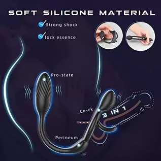 Vibrating Cock Ring with Butt Plug, lvhua 3 in 1 Penis Ring Vibrator Anal Plug with 10 Vibration Modes, Prostate Massager Clitor Vibrating Cock Ring with Butt Plug, lvhua 3 in 1 Penis Ring Vibrator Anal Plug with 10 Vibration Modes, Prostate Massager Clitor