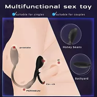 Vibrating Cock Ring with Butt Plug, lvhua 3 in 1 Penis Ring Vibrator Anal Plug with 10 Vibration Modes, Prostate Massager Clitor Vibrating Cock Ring with Butt Plug, lvhua 3 in 1 Penis Ring Vibrator Anal Plug with 10 Vibration Modes, Prostate Massager Clitor