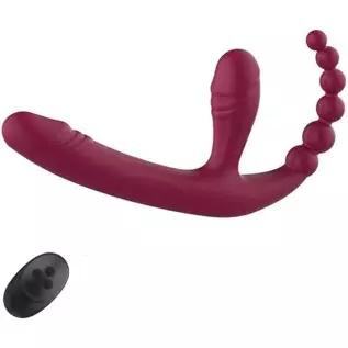 MOONA 10 Speeds Strapless Strapon Dildo Vibrator Female Double Vibrating G Spot Adult Sex Toys for Women Couple Anal Prostate Ma