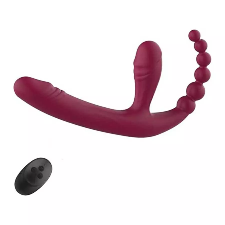 MOONA 10 Speeds Strapless Strapon Dildo Vibrator Female Double Vibrating G Spot Adult Sex Toys for Women Couple Anal Prostate Ma