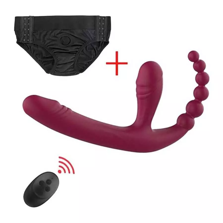 MOONA 10 Speeds Strapless Strapon Dildo Vibrator Female Double Vibrating G Spot Adult Sex Toys for Women Couple Anal Prostate Ma