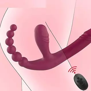 MOONA 10 Speeds Strapless Strapon Dildo Vibrator Female Double Vibrating G Spot Adult Sex Toys for Women Couple Anal Prostate Ma