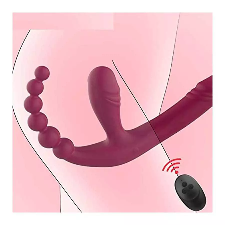 MOONA 10 Speeds Strapless Strapon Dildo Vibrator Female Double Vibrating G Spot Adult Sex Toys for Women Couple Anal Prostate Ma