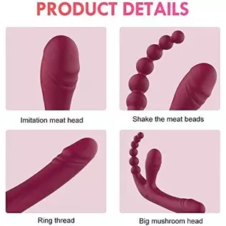 MOONA 10 Speeds Strapless Strapon Dildo Vibrator Female Double Vibrating G Spot Adult Sex Toys for Women Couple Anal Prostate Ma