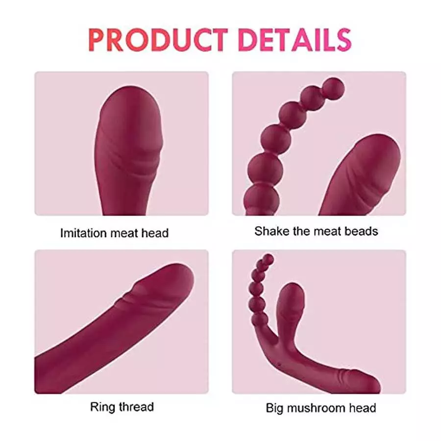 MOONA 10 Speeds Strapless Strapon Dildo Vibrator Female Double Vibrating G Spot Adult Sex Toys for Women Couple Anal Prostate Ma