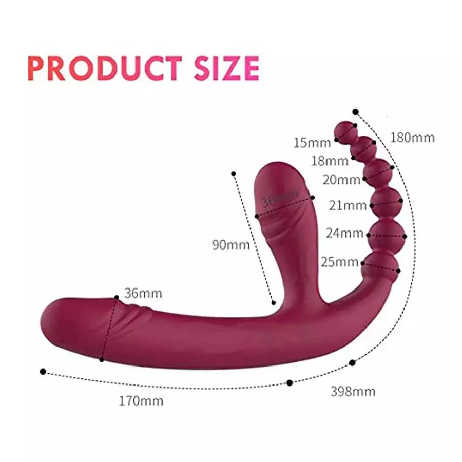 MOONA 10 Speeds Strapless Strapon Dildo Vibrator Female Double Vibrating G Spot Adult Sex Toys for Women Couple Anal Prostate Ma