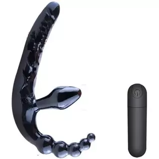 MOONA 3 in 1 10 Speeds Strapless Strapon Dildo Vibrator Female Double Vibrating G Spot Adult Sex Toys for Women Couple Anal Pros