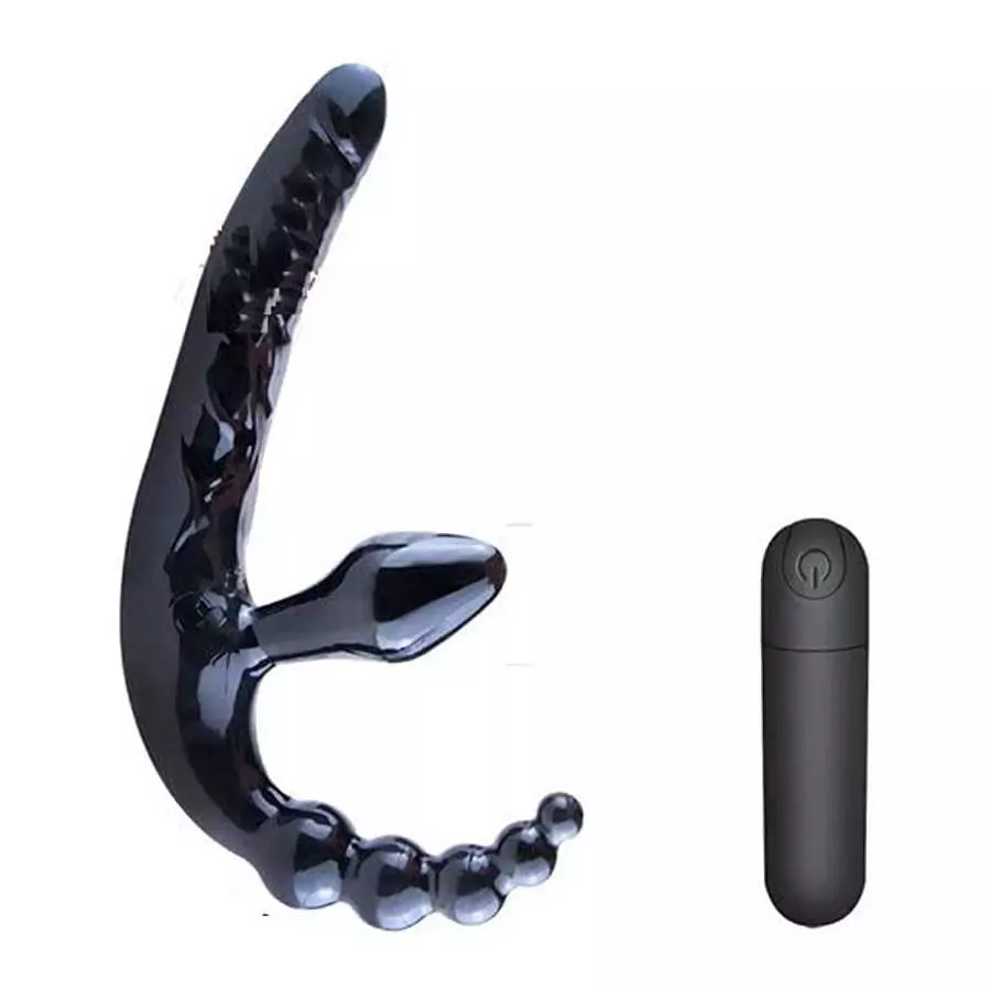 MOONA 3 in 1 10 Speeds Strapless Strapon Dildo Vibrator Female Double Vibrating G Spot Adult Sex Toys for Women Couple Anal Pros