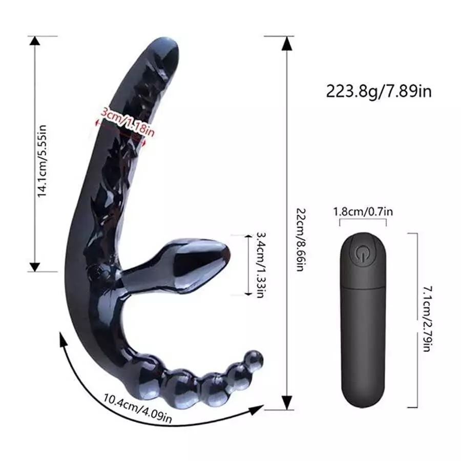 MOONA 3 in 1 10 Speeds Strapless Strapon Dildo Vibrator Female Double Vibrating G Spot Adult Sex Toys for Women Couple Anal Pros