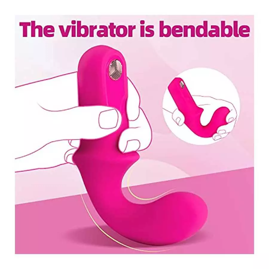 G Spot Vibrator Sex Toy - Soft Silicone Bendable Mini Dildo for Women Clitoral Anal Stimulation with 10 Powerful Vibrations, Fem