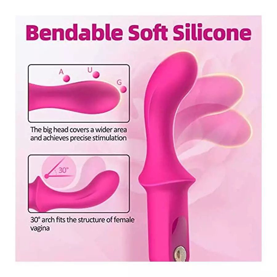 G Spot Vibrator Sex Toy - Soft Silicone Bendable Mini Dildo for Women Clitoral Anal Stimulation with 10 Powerful Vibrations, Fem