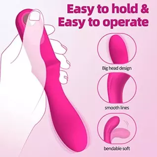 G Spot Vibrator Sex Toy - Soft Silicone Bendable Mini Dildo for Women Clitoral Anal Stimulation with 10 Powerful Vibrations, Fem