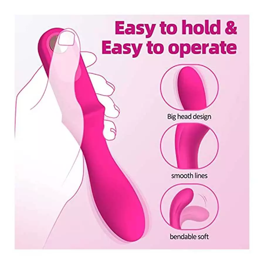 G Spot Vibrator Sex Toy - Soft Silicone Bendable Mini Dildo for Women Clitoral Anal Stimulation with 10 Powerful Vibrations, Fem