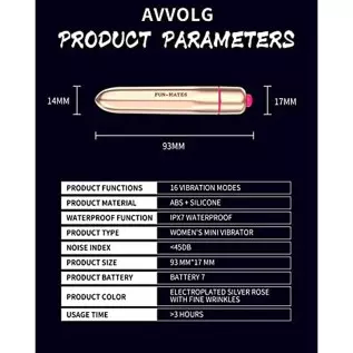 AVVOLG Bullet Vibrator Sex Toy, Precision Clitoral Stimulation, Massaging Bullet 16 Vibration Settings, Portable Waterproof Nipp AVVOLG Bullet Vibrator Sex Toy, Precision Clitoral Stimulation, Massaging Bullet 16 Vibration Settings, Portable Waterproof Nipp