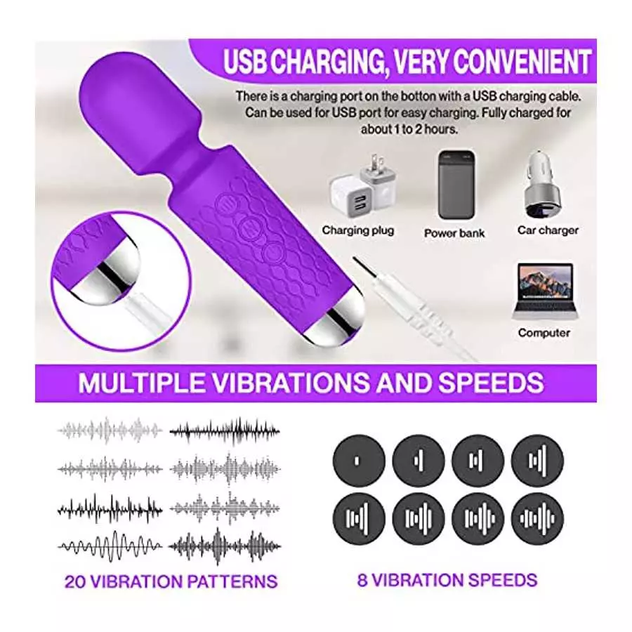 Experience Intense Clitoris Stimulation with Our Rechargeable Vibrator Wand. Personal Wand Massager is The Perfect Sex Toy for W
