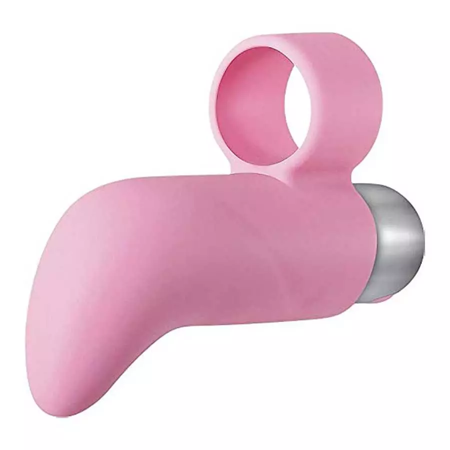 Adam & Eve Rechargeable 10-Speed Silicone Finger Vibrator, Pink | With Removable Bullet Vibrator | Waterproof and Submersible | 
