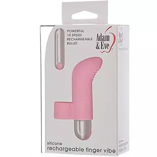 Adam & Eve Rechargeable 10-Speed Silicone Finger Vibrator, Pink | With Removable Bullet Vibrator | Waterproof and Submersible | 