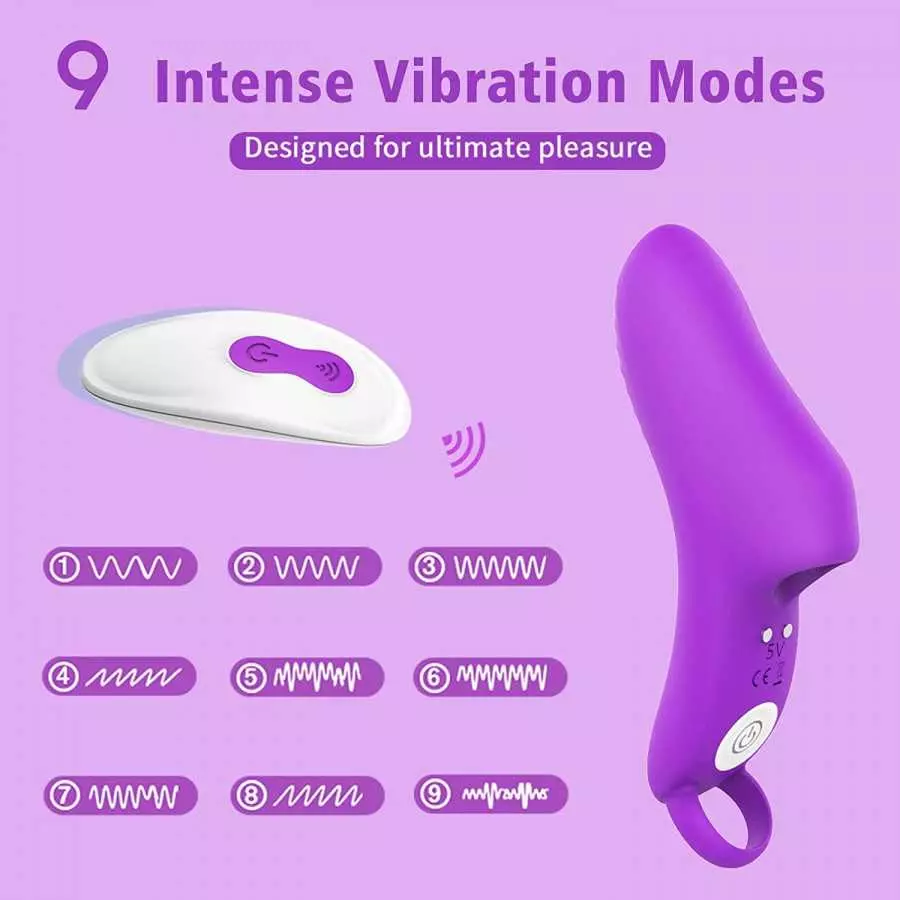 Finger Vibrator,Finger Massager Masturbator Vagina Stimulator with 9 Silicone Finger Vibrator Modes Sex Dildo Toys for G Spot Cl