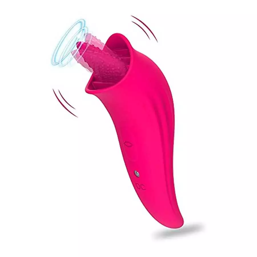 Clitoral Tongue Licking Toy for Women with 8 Modes, Waterproof Licking & Vibrating Vaginal Nipples Massager for Quick Orgasm, Mi