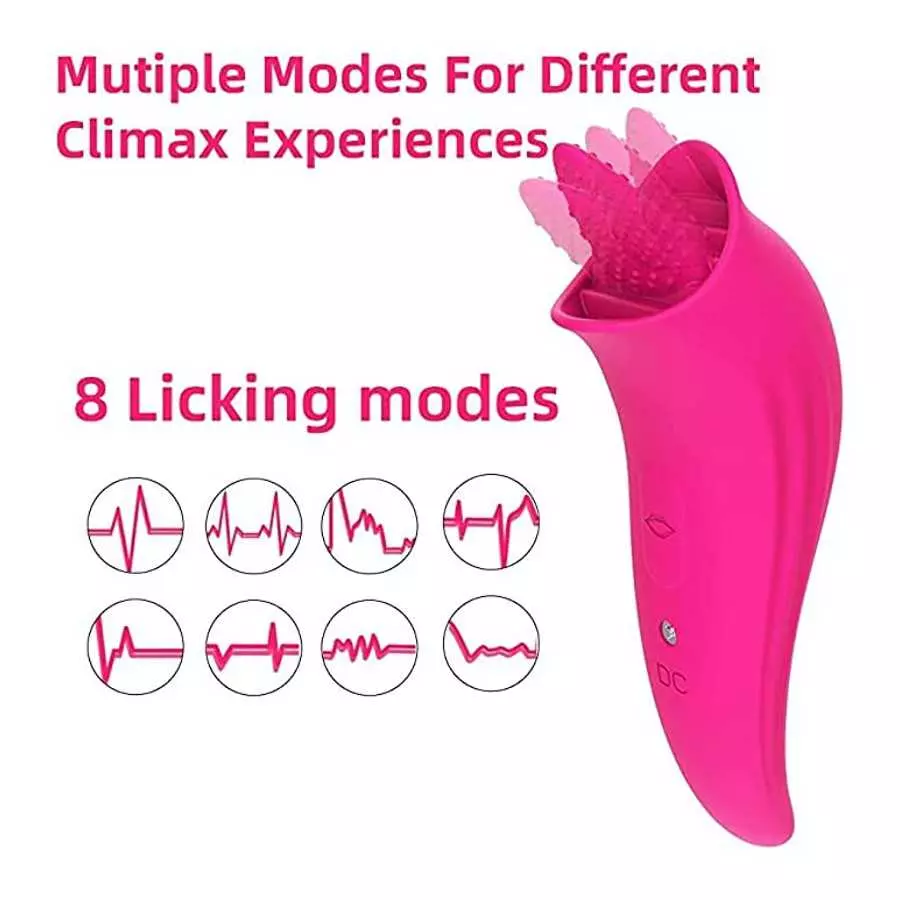 Clitoral Tongue Licking Toy for Women with 8 Modes, Waterproof Licking & Vibrating Vaginal Nipples Massager for Quick Orgasm, Mi
