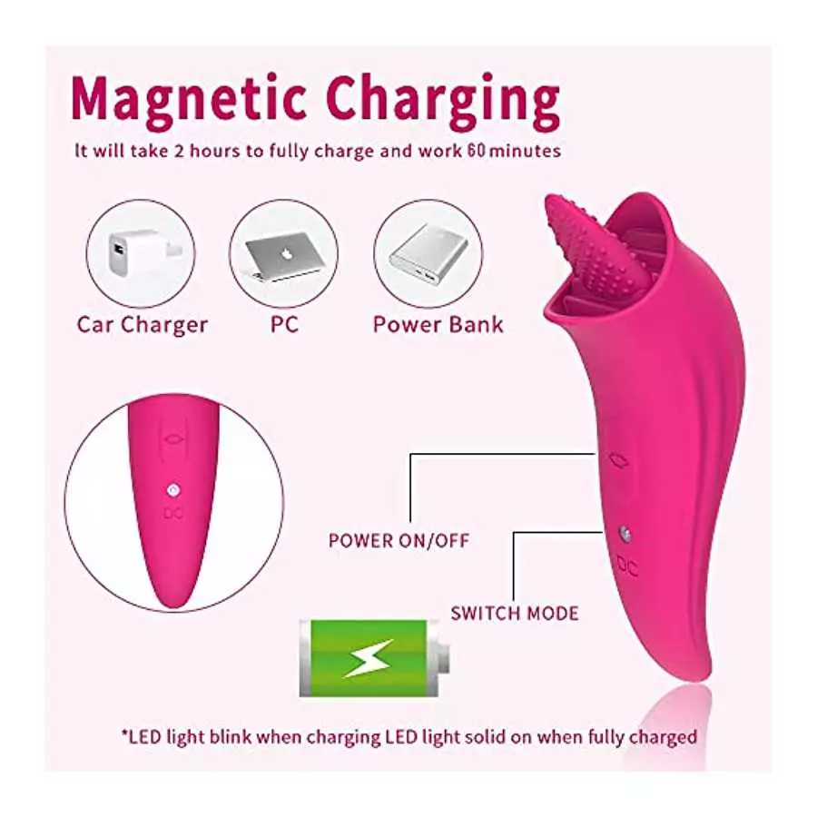 Clitoral Tongue Licking Toy for Women with 8 Modes, Waterproof Licking & Vibrating Vaginal Nipples Massager for Quick Orgasm, Mi