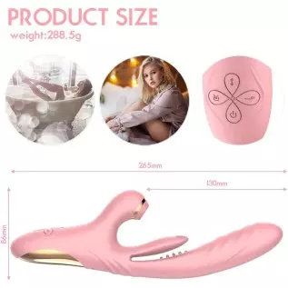 3 in 1 Woman Pleasure Toys Suction Tongue Vibrator for Triple Stimulation (Pink)
