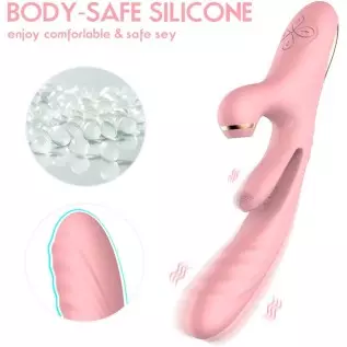 3 in 1 Woman Pleasure Toys Suction Tongue Vibrator for Triple Stimulation (Pink)