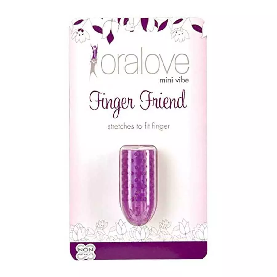 Doc Johnson Oralove - Finger Friend Mini Vibe - Ready-To-Use Vibrator for Pin-Point Simulation - Stretches to fit finger - Purpl