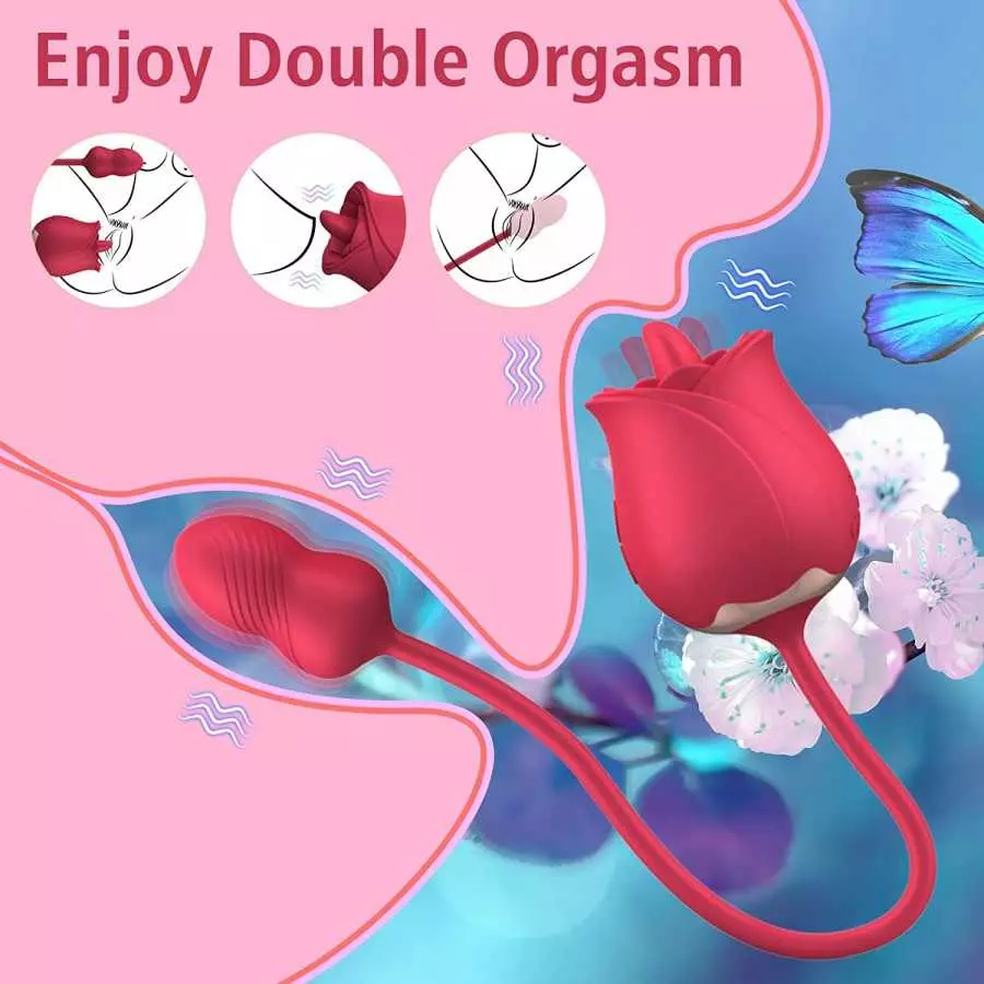 Rose Toy for Women Couple Sexual Pleasure, Clitoral Licking Bullet Vibrator with 7 Licking Modes & 7 Vibrations, G Spot Nipples 