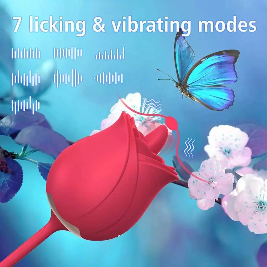 Rose Toy for Women Couple Sexual Pleasure, Clitoral Licking Bullet Vibrator with 7 Licking Modes & 7 Vibrations, G Spot Nipples 