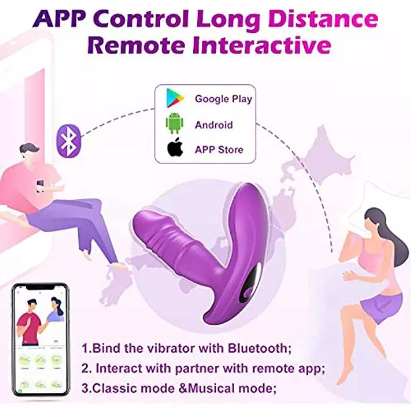 Thrusting Wearable G Spot Dildo Vibrator Adult Sex Toys for Women, APP & Remote Control Rose Clitoral Stimulation Butterfly Pant