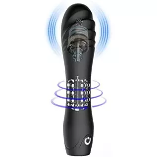 Realistic Dildo Vibrator Vibrating Dildos with 15 Particle Rotation Bead for G Spot Vaginal and Clitoris Stimulation,5 Patterns 