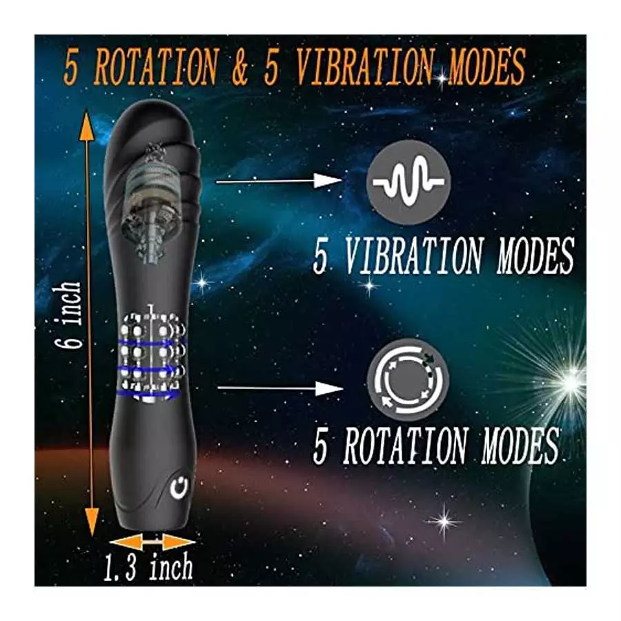 Realistic Dildo Vibrator Vibrating Dildos with 15 Particle Rotation Bead for G Spot Vaginal and Clitoris Stimulation,5 Patterns 