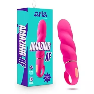 Blush Aria Amazing AF Silicone Vibrator - Rumble Tech Powerful Rumbly 10 Vibration Settings - Wavy Shaft for Extra Stimulation -