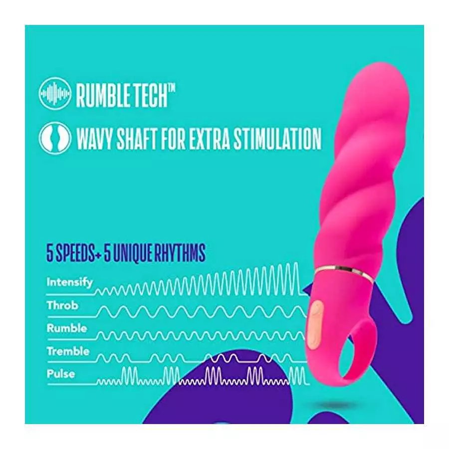 Blush Aria Amazing AF Silicone Vibrator - Rumble Tech Powerful Rumbly 10 Vibration Settings - Wavy Shaft for Extra Stimulation -