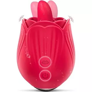 Rose Sex Stimulator for Women, Sex Stimulator Tongue Licking Toys Mini Vibrator with 10 Licking & 10 Vibration Modes, Clit Nippl