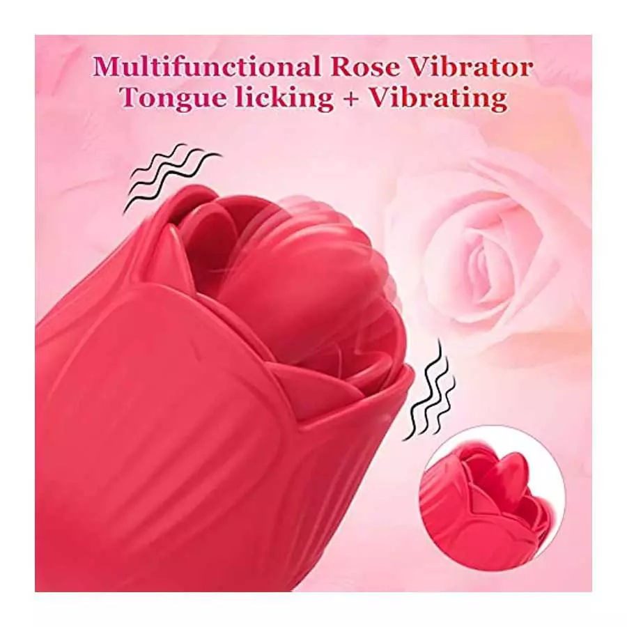 Rose Sex Stimulator for Women, Sex Stimulator Tongue Licking Toys Mini Vibrator with 10 Licking & 10 Vibration Modes, Clit Nippl