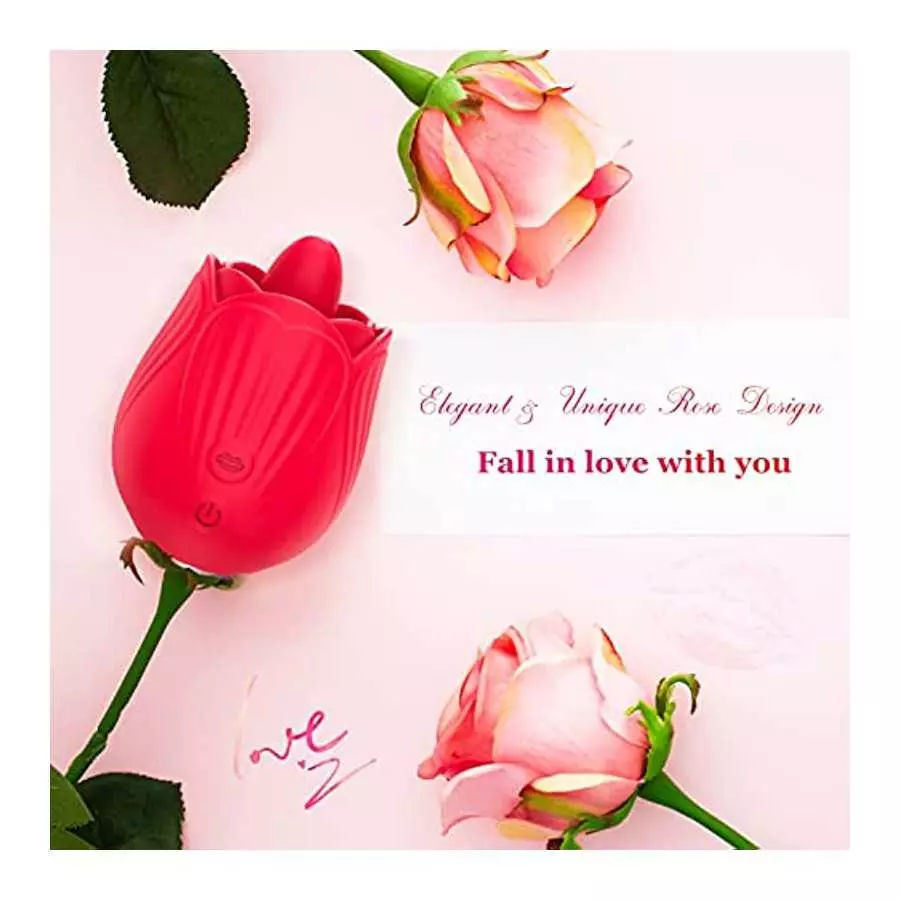 Rose Sex Stimulator for Women, Sex Stimulator Tongue Licking Toys Mini Vibrator with 10 Licking & 10 Vibration Modes, Clit Nippl